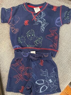 Marvel Navy Blue Kids Matching Set with Red, Green, Light Blue Accents